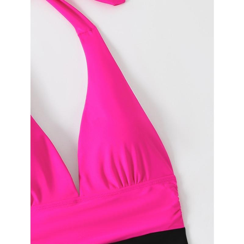 Deep V Neck High Waist Tummy Control Swimwear