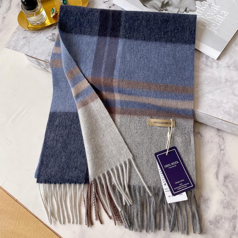 Cashmere Scarf Men's Winter British Classic Plaid Men's and Women's Long Versatile Warm Scarf Thick