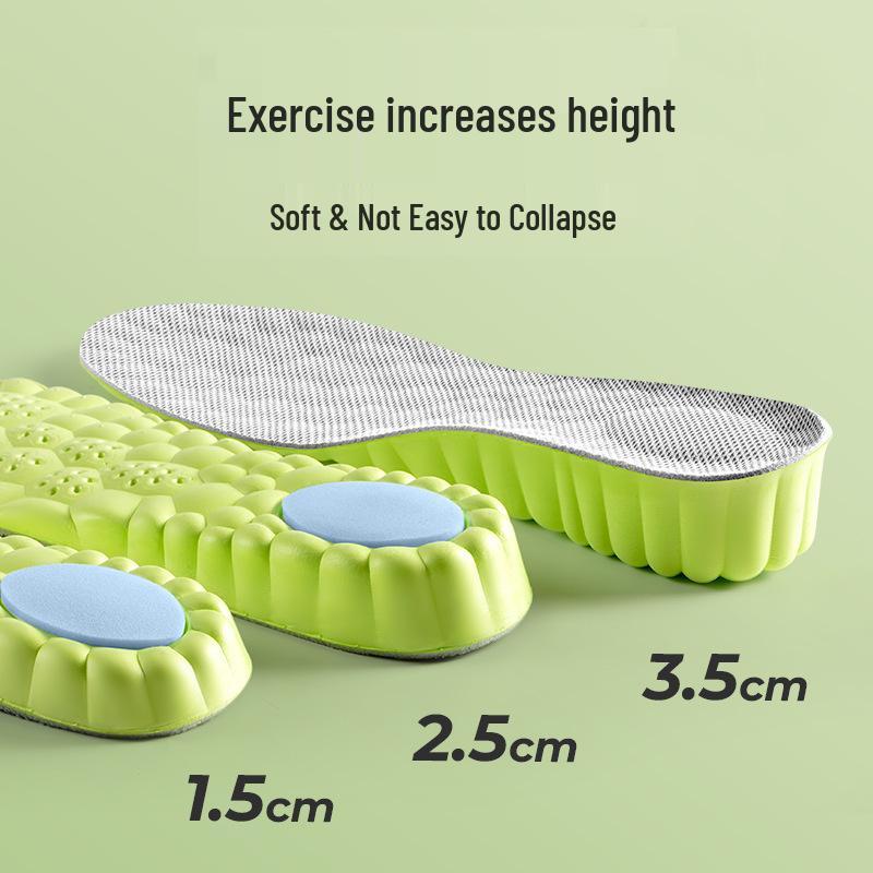 Boost Height Insoles: Sweat-Absorbent, Odor-Resistant Inserts for Men & Women, Perfect for Martin Boots & Sports Shoes
