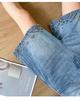 Women's Summer High-Waisted Embroidered Lace A-Line Denim Shorts - Loose Fit, Petite, Wide-Leg, Five-Point Design