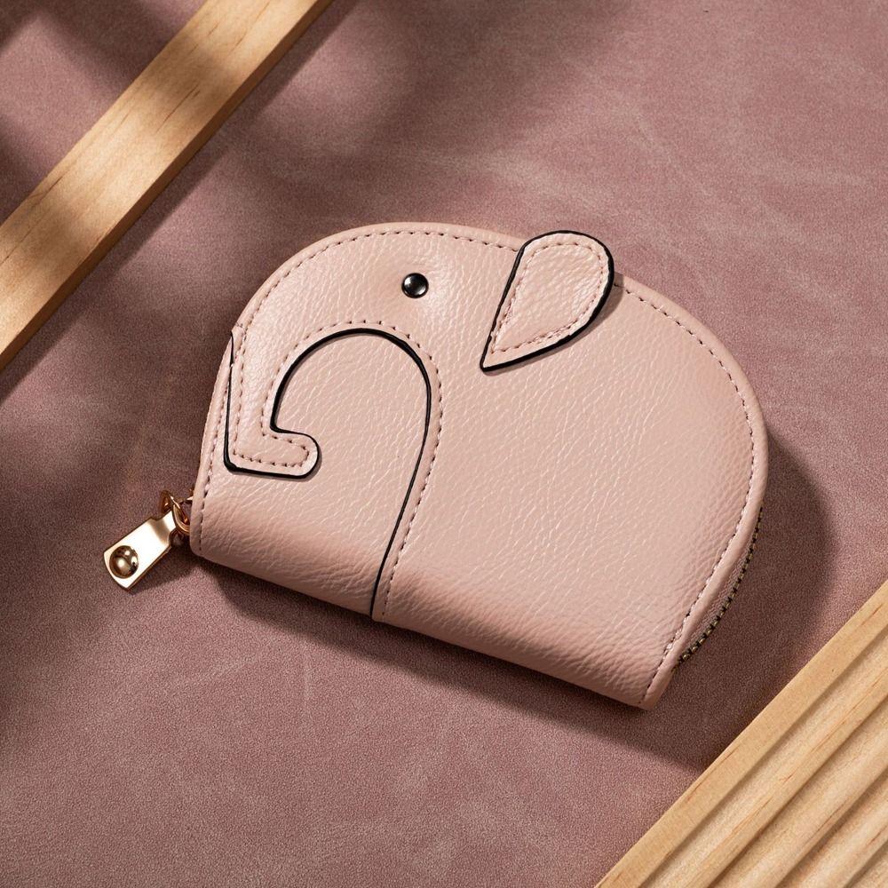 

Card Bag PU Leather Purse PU Card Holder Change Bag Elephant Wallet Male рожевий