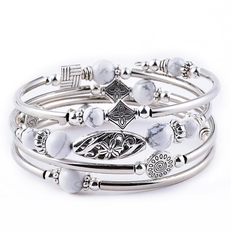 Bohemian Emperor Stone Multi-layer Wrap Bracelet – Women's Natural Stone Beaded Bangle