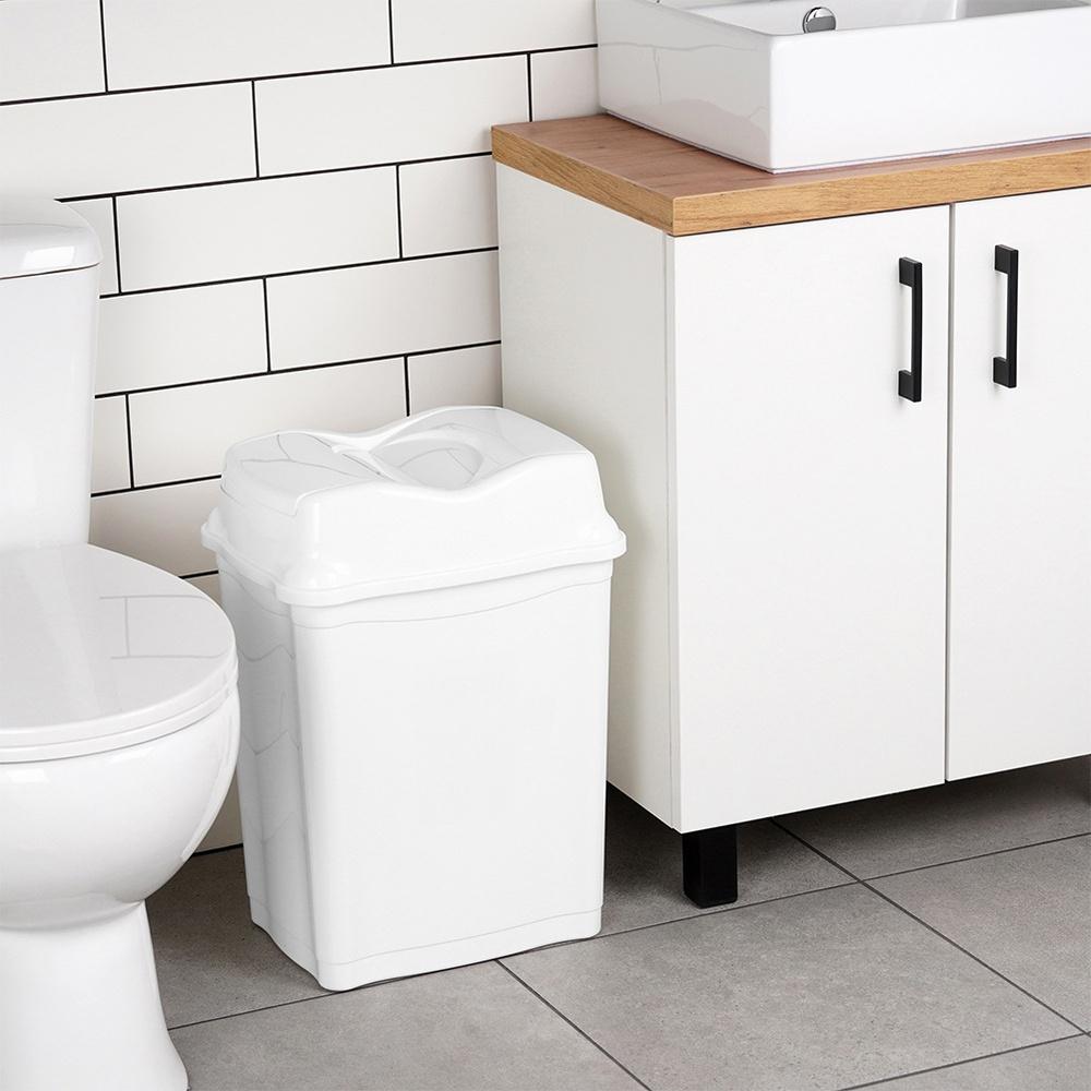 Plastic waste bin, white, 28 l