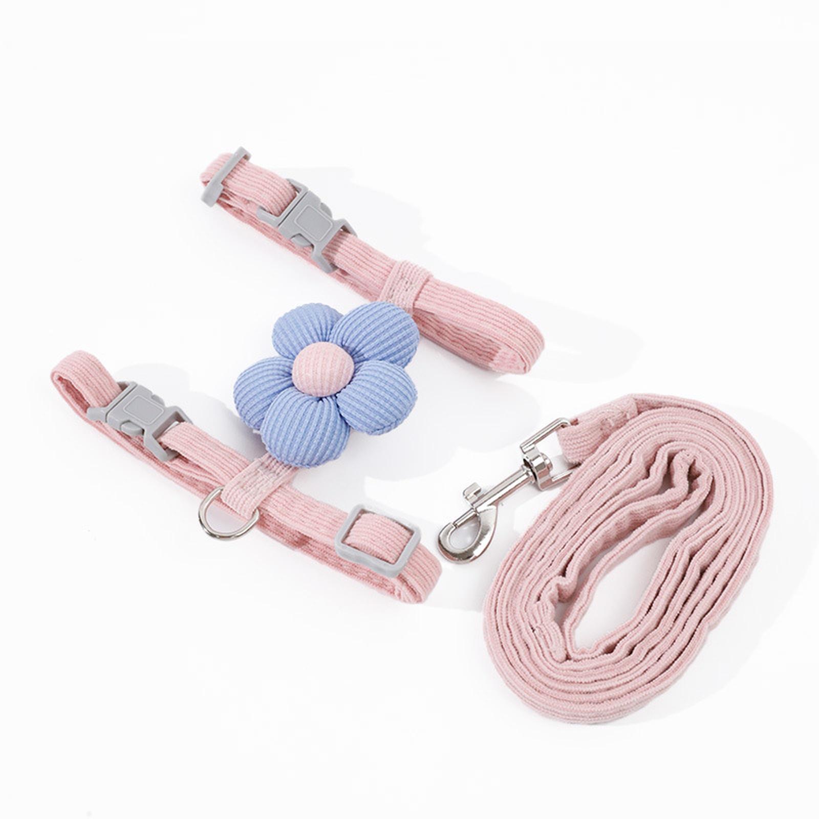 

Floral Leash Set I-Shaped Escape Proof Adjustable Walking Vest розовый