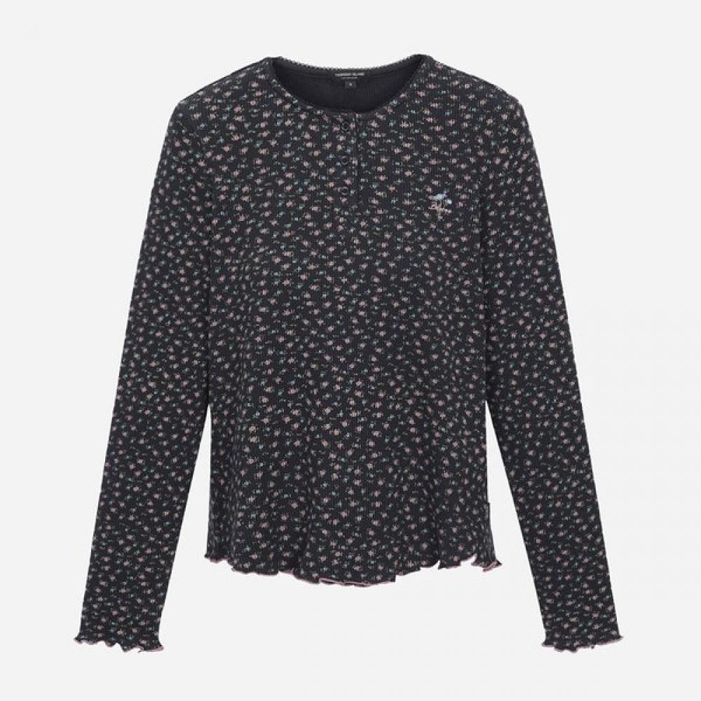 

Thursday Island Flower Henry Neck T shirT T262mTs140w Navy (NV)/S