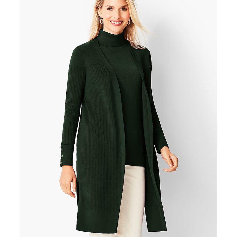 

Mid Length Long Length Cardigan Chubby Girl European and American Leisure All-Match Sweater Dark green M