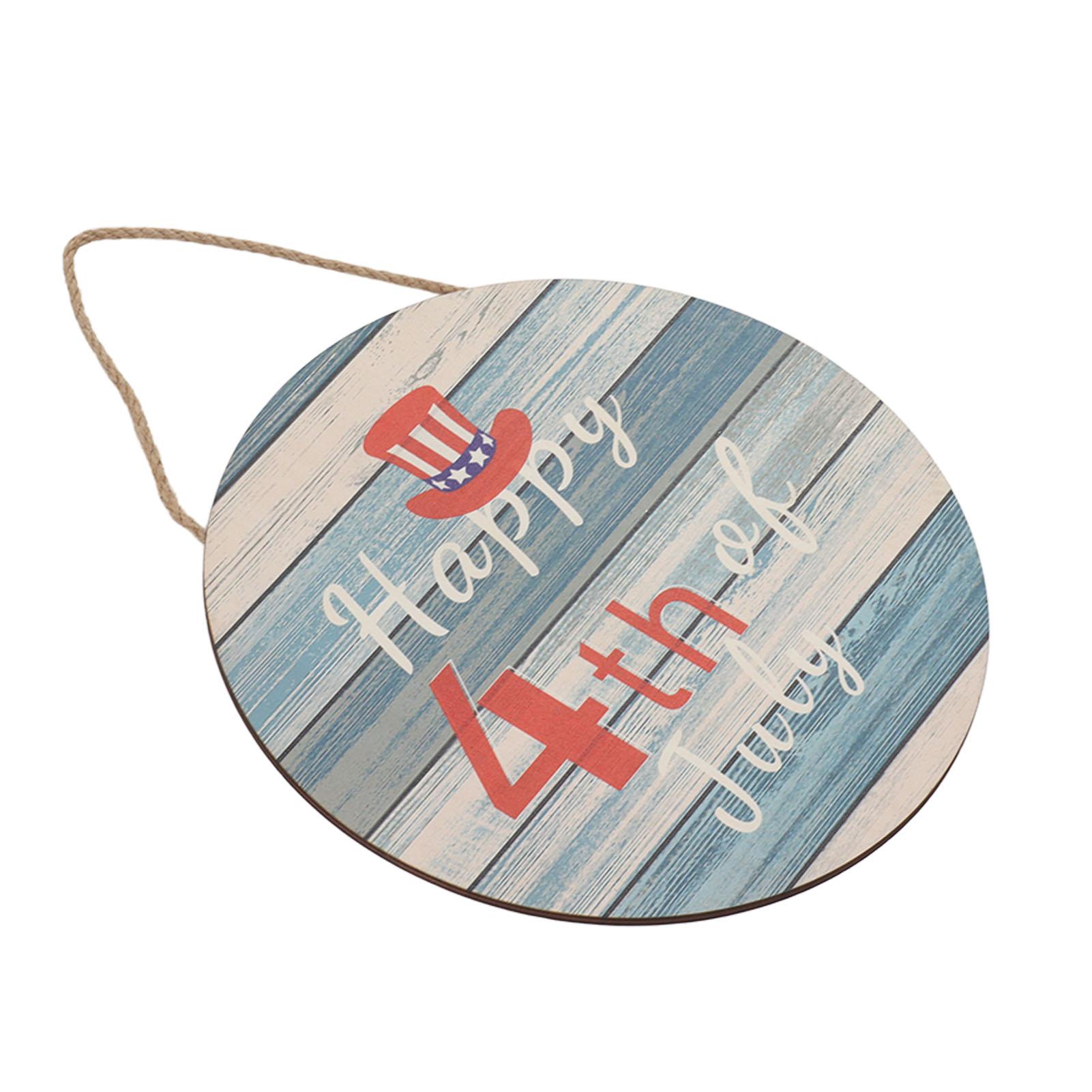 

Independence Day Wooden Door Pendant Colorblock Design Round Clear Textures Patriotic Wall Hanging Sign for Home Decor