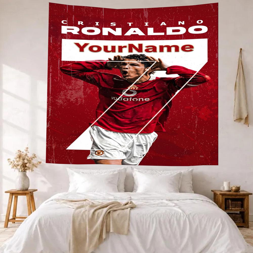 Cristiano Ronaldo Custom Your Name Wall Decor Tapestry Art For Pet Memorial Birthdaywedding Party Backdrop Family Gift