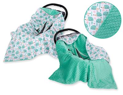 Large Baby Wrap for the Stroller Carrier Seat, Double-sided - Mint Hedgehogs