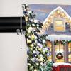 Christmas Curtain Red Truck House with Lights On Xmas Tree Colorful Light Pine Tree Bedroom Living Room Window Decoration Drapes