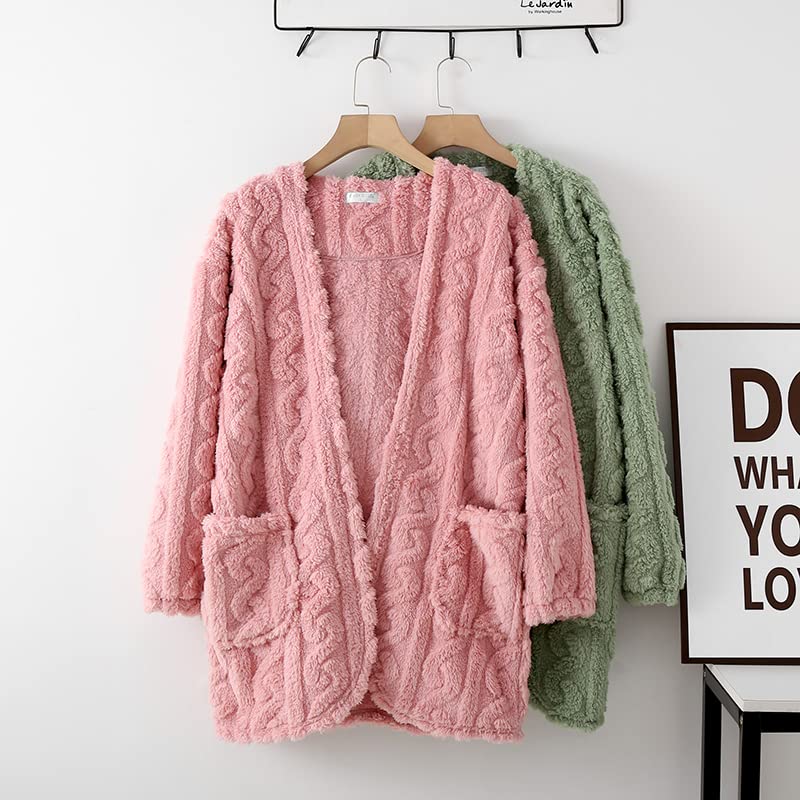 Yume Pajama Fluffy Boa Warm and Cute Loungewear for Fall and Perfect for Cold Weather Protection Women's Cardigan, Winter, (XL, Beige)