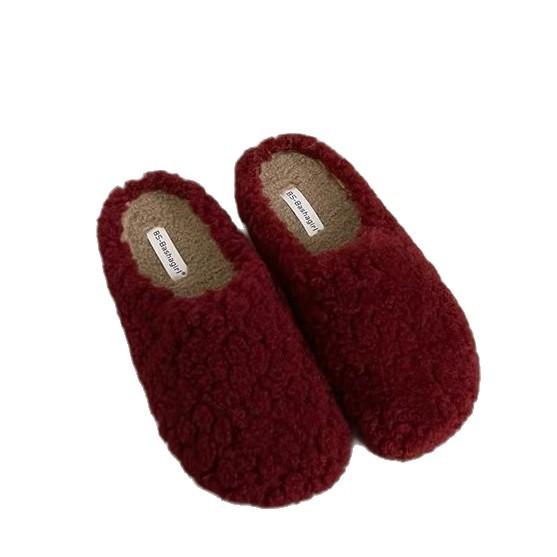 Retro Lamb Wool Plush Slippers Female 2025 Autumn and Winter New Bag Head Drag Fairy Lazy Cotton Drag One Pedal