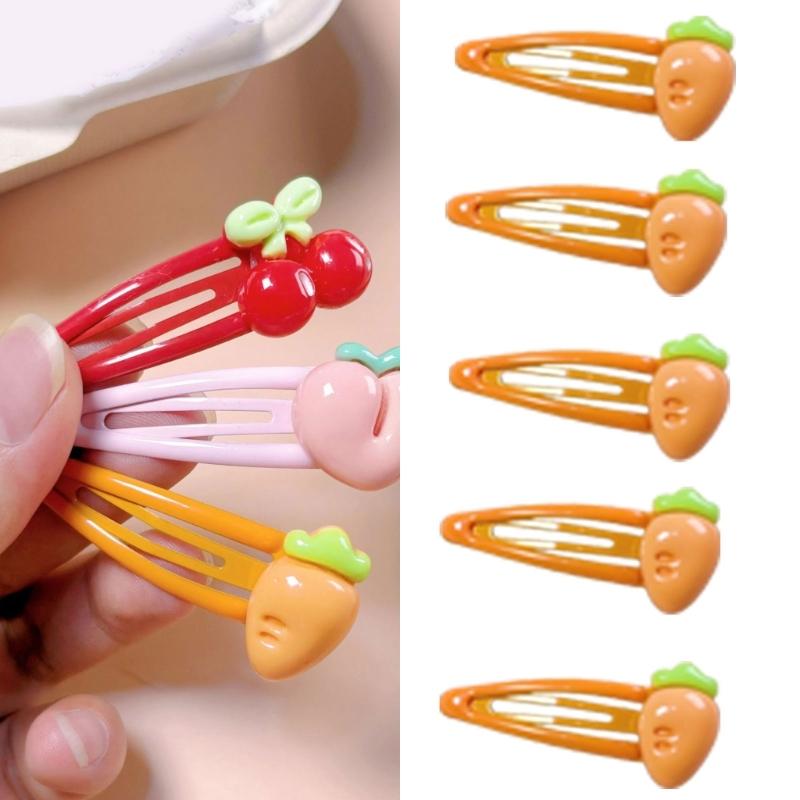 8PCS Cute Fruit Hair For Girls Kids Resin Barrettes For Baby Fine Hair Styling Accessories