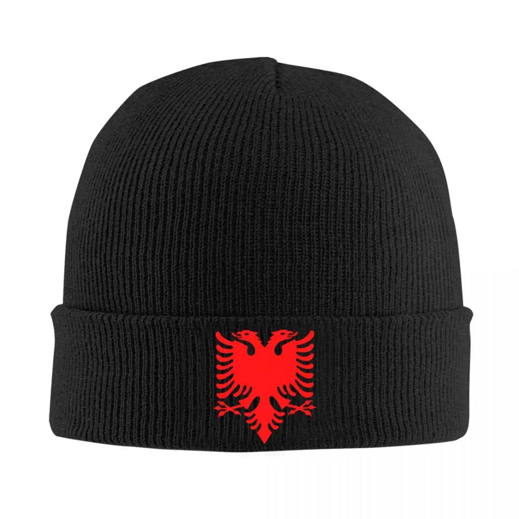 ALBANIA Flag Black Eagle On Red Knit Hat Beanie Autumn Winter Hat Warm Casual Caps Unisex Women Gifts