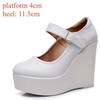 Fashion Genuine Leather Shoes Platform Wedges Mary Janes Women Autumn 2025 High Heels Pumps for Office Model