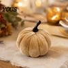 Halloween Table Centerpieces Small Artificial Velvet Pumpkin Decoration, Fall Thanksgiving Soft Stuffed Indoor Decor Ornament, Autumn Harvest Tabletop