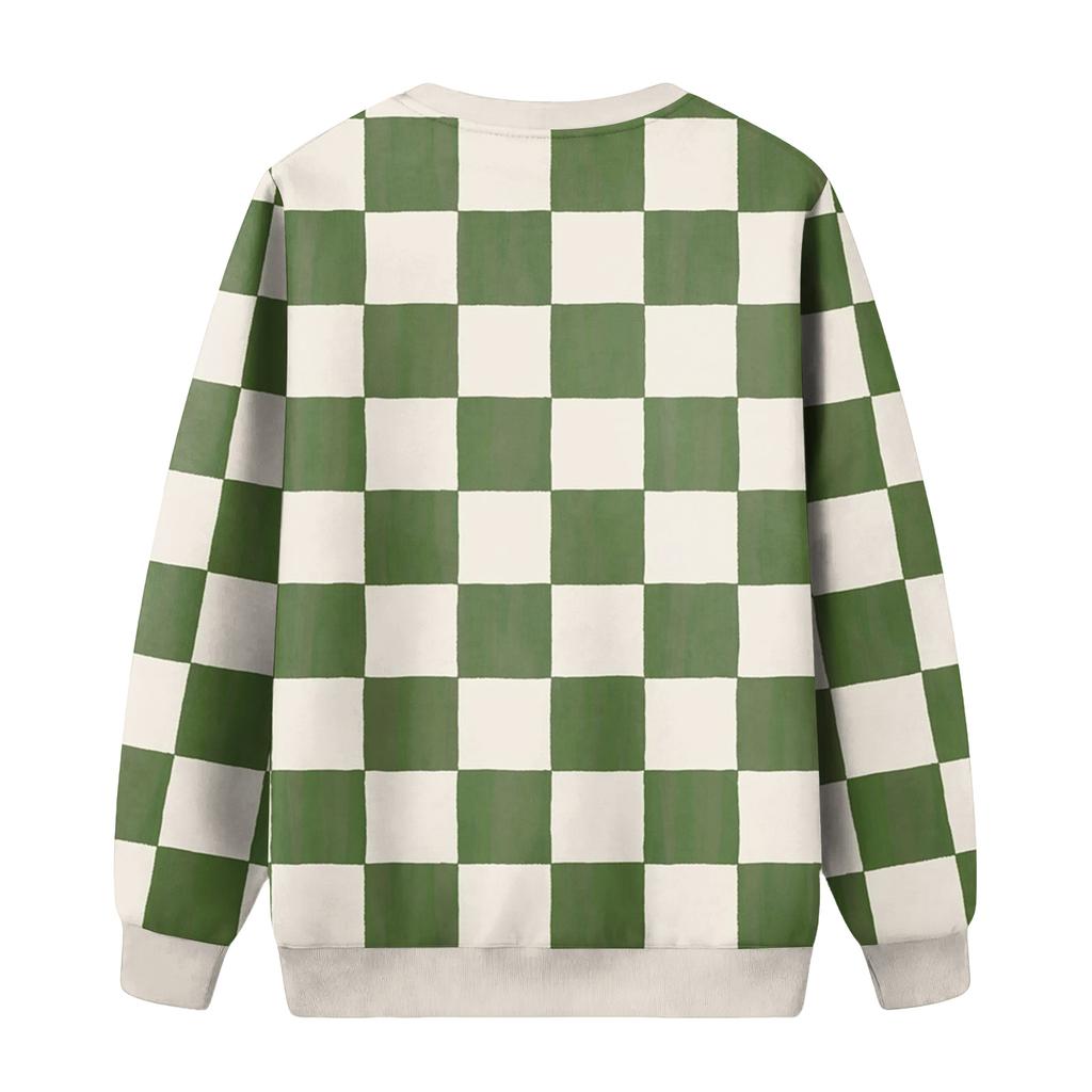 Men's Round Neck Fleece-Lined Thick Color Sweatshirt