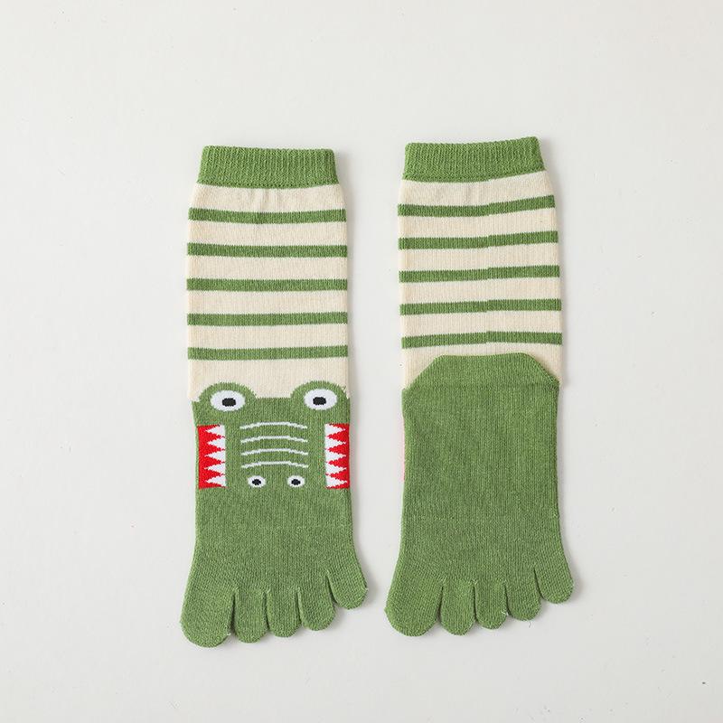Children's Cotton Five-Finger Pile-Up High Socks for Autumn and Winter
