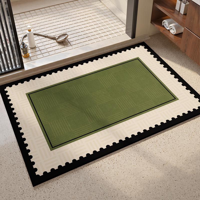 Diatom Mud Quick-Dry Non-Slip Bathroom Mat: French Style, Water Absorbing, Dirt Resistant, Easy Clean.