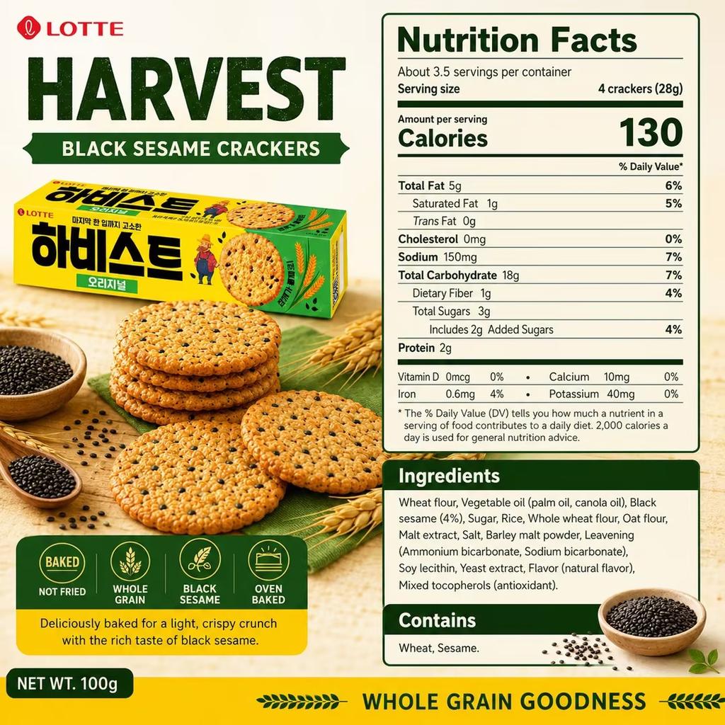 Lotte Harvest Zwarte Sesam Crackers 100g
