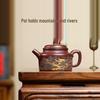Yixing Zisha Handmade Red Clay Teapot with Mountain and River Design - High-End Gongfu Tea Set