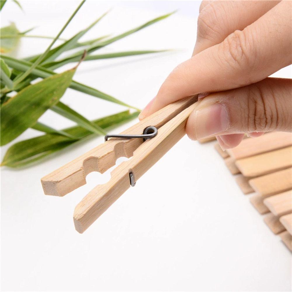 20pcs/pack Mini Bamboo Wooden Clothes Photo Paper Peg Clothespin Laundry Hangers Craft Clips