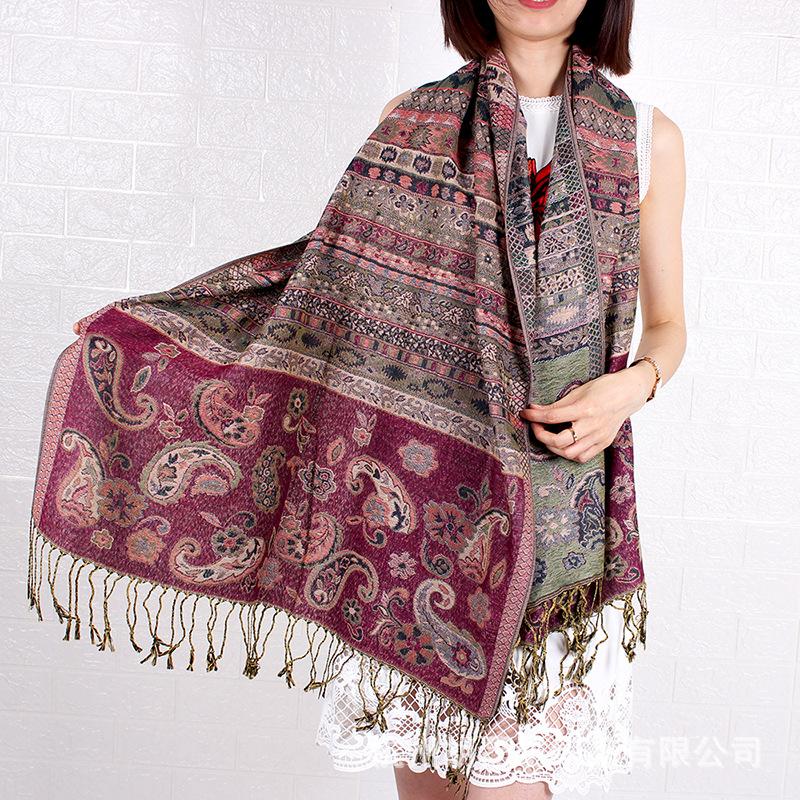 Autumn and Winter New Cashew Jacquard Scarf Shawl Air Conditioner Sun Protection Travel Shawl Women