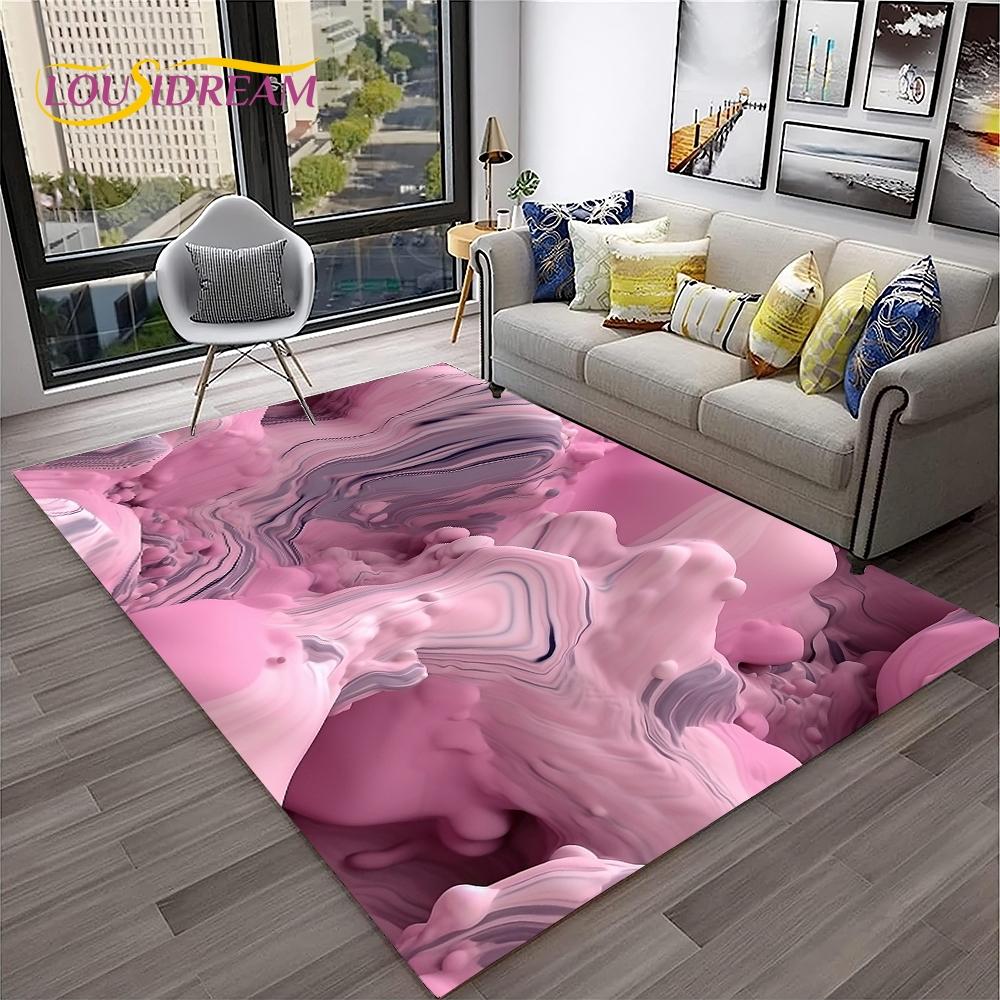 3D Illusion Fluid Colour Irregular Marble HD Carpet Rug for Home Living Room Sofa Doormat Decor,kids Area Rug Non-slip Floor Mat