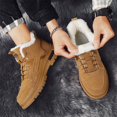Neue Herrenstiefel 2024 Winter Plateau Warm Pelz Knöchel Kurze Schnürschuhe Mode Lässige Arbeitsschuhe Botas Plateaustiefel
