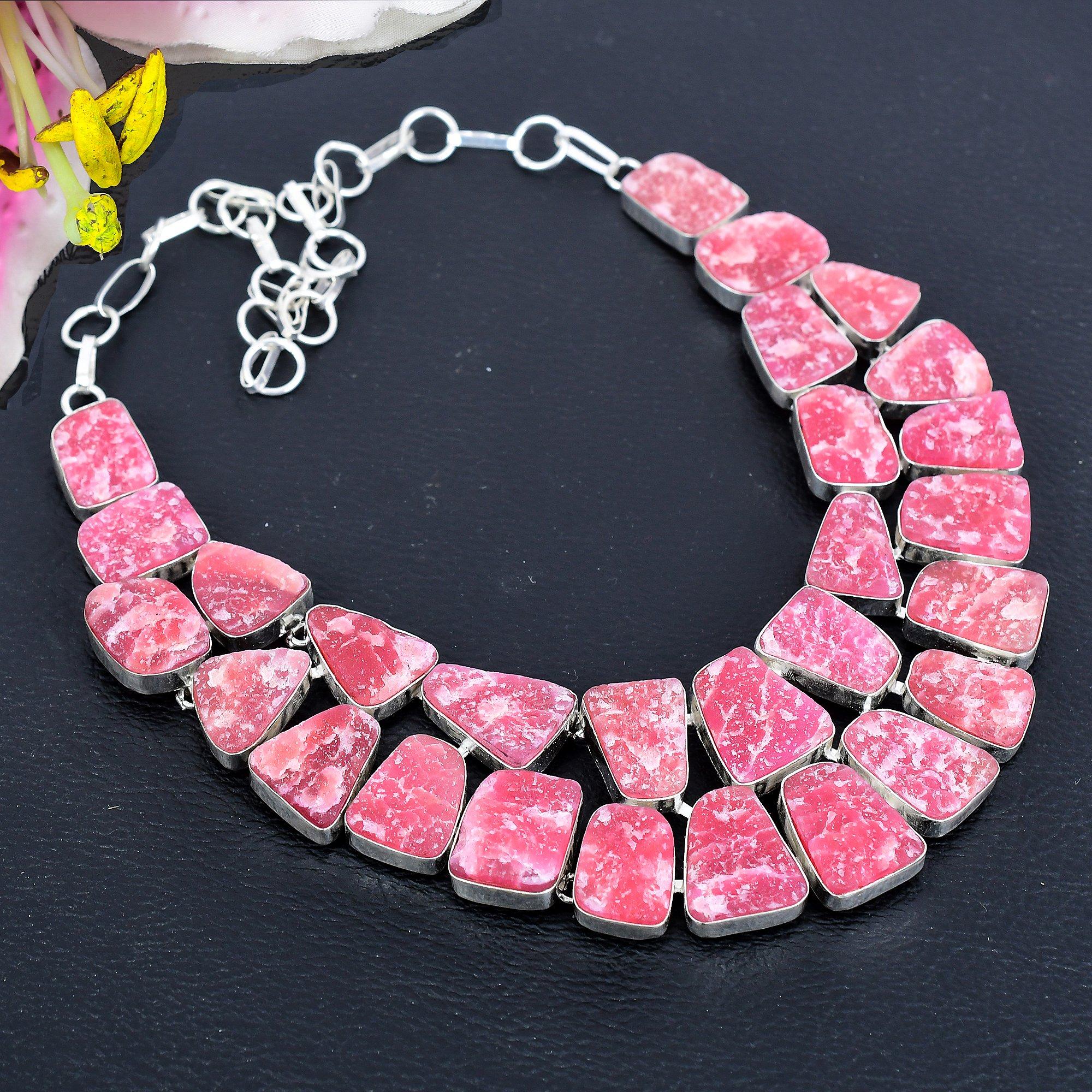 

Pink Hememorphite Druzy Gemstone 925 Sterling Silver Jewelry Necklace 18 KG-1836