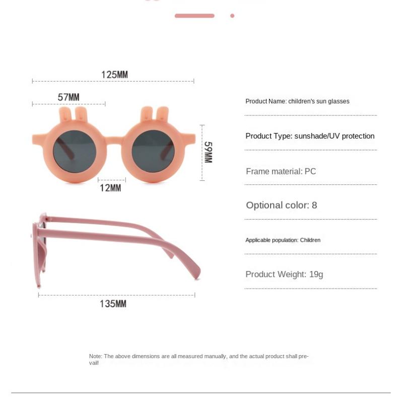 Children Rabbit Ear Oval Sunglasses Cute Boys Girls Baby Protection Sun Glasses Kids Outdoor UV Protection Eyewear UV400 Goggles