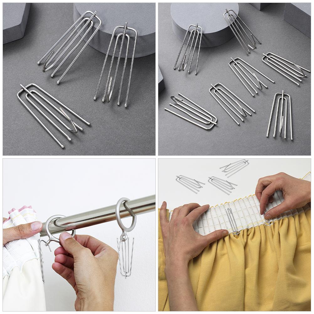 30Pcs Stainless Steel Four Prong Curtain Hooks Replacement Set Metal Drapery Hooks For Curtains Home Decorative