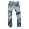 Men's Slim Fit Straight Jeans with Cat Whisker Distress, Large Sizes Available