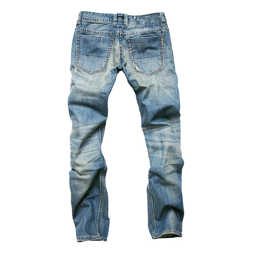 Men's Slim Fit Straight Jeans with Cat Whisker Distress, Large Sizes Available