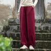 Women's Winter Cotton Linen Patchwork Trousers - Thick, Quilted, & Slimming Ramie Casual Pants