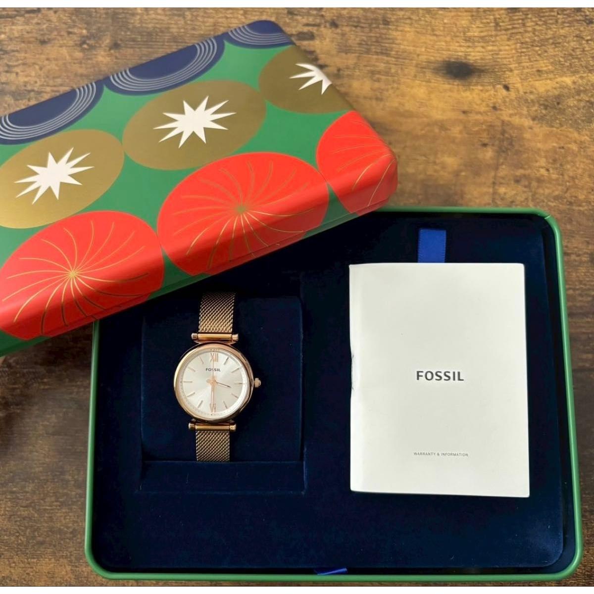 Used FOSSIL watch pink gold mesh band