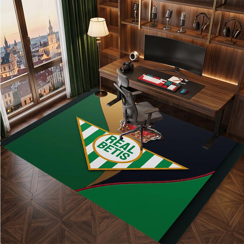 Real Betis Fußball Druck Kristall Samt Teppich, Bequemer Wasserabsorbierender Rutschfester Indoor Boden Teppich