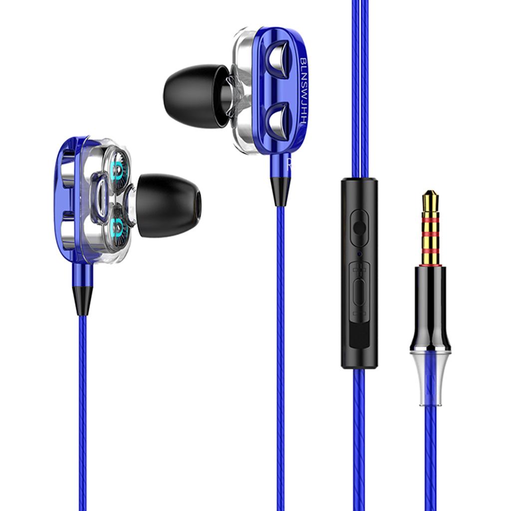 

3.5mm Wired Earphones Dual Speaker Hifi Headset for Running Gym and Compatible Devices синій