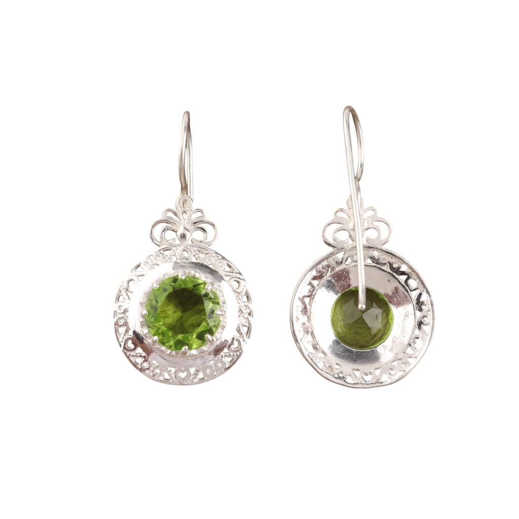 Peridot Edelstein Silber Ohrring 1,5", 925 Sterlingsilber Peridot Schmuck, Designer Ohrring für Damen, Geburtsmonat August Geschenk CE-25-3