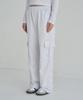 5OML Single-Pleat Wide Cargo Sweatpants (White Melange)