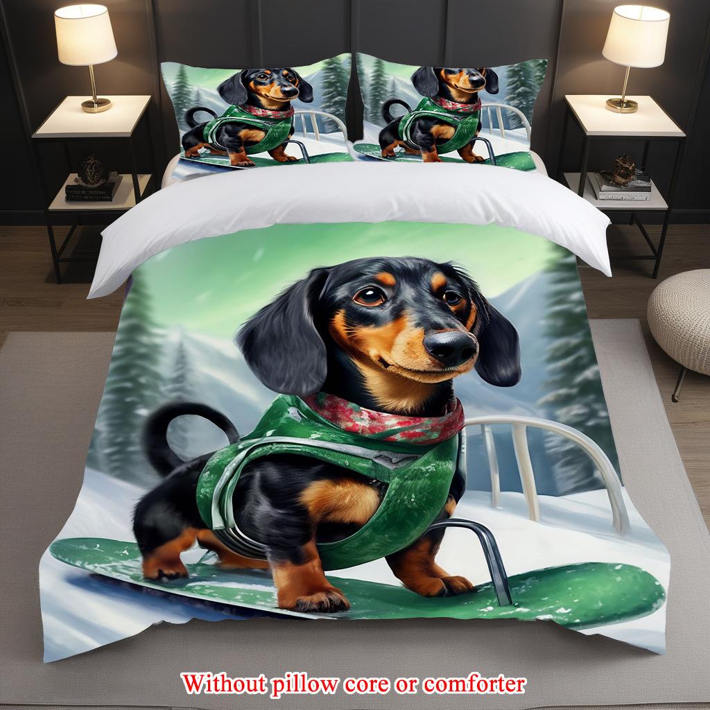 

Three-Piece Cute Pet Quilt Cover 3D Digital Printing Bedding Kit Japan 135 * 200cm 50 * 80cm * 1 two-piece set