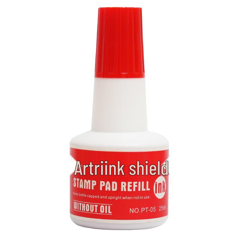 Shield Quick-Drying Red Ink Pad Refill, 25ml - Oil-Based for Financial Office Use