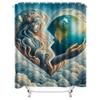 Heart-Shaped Woman and Earth Shower Curtain - Waterproof, Mildew-Resistant, Machine Washable for Unique Bathroom Art