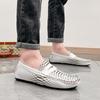 Herren Mokassins Fahrschuhe Leder Flats Lässige Slipper Übergröße Farbdruck Schuhe für Herren