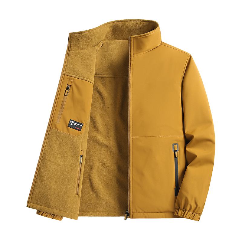 Men's Double-Sided Wear Stand-Collar Jacket - Warm, Windproof, Waterproof for Autumn/Winter