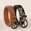 Luxury Design Suede Leather Belt Pin Buckle Waistband Fashion Business Waist Belt  For Women