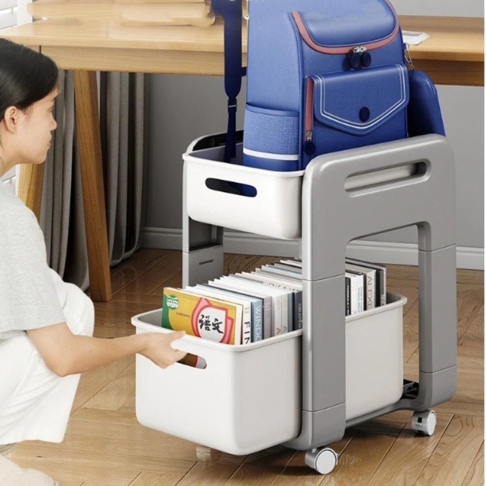 New 2-Tier Rolling Storages Cart 4 Wheels Large Capacity Bookshelf Storage Trolley Movable Multifunctional Small Cart Rack