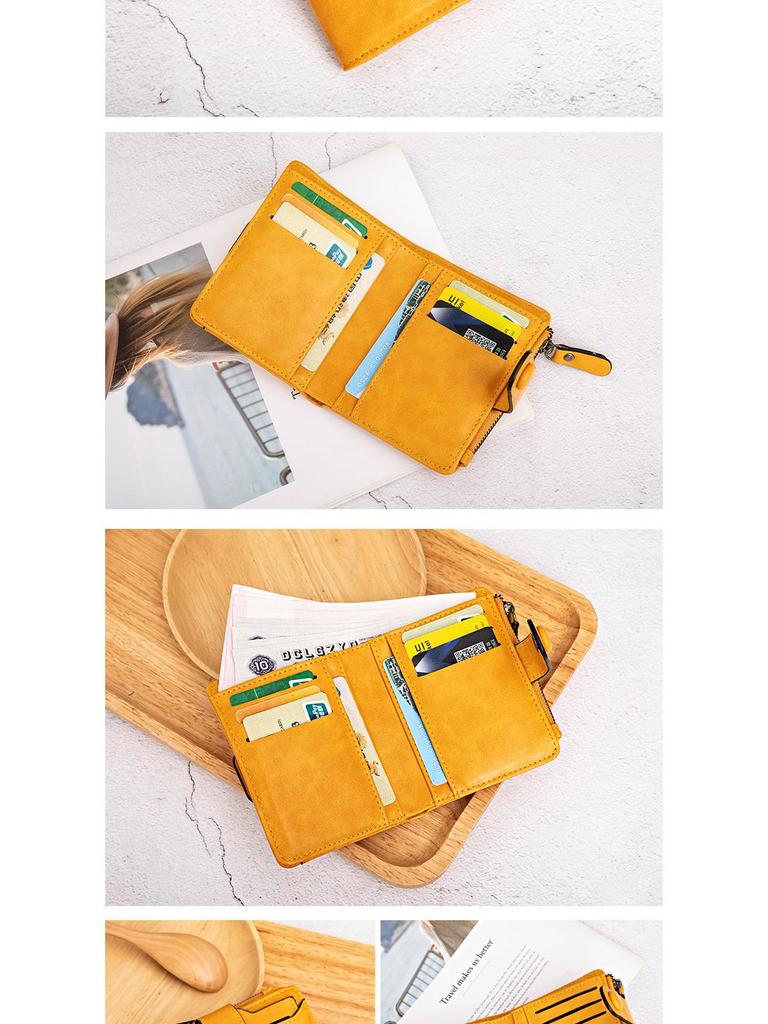 Portofel Scurt din Piele Stil Coreean Xiangyin 2024 pentru Femei - La Modă, Simplu, Design Bi-Fold cu Multiple Sloturi pentru Carduri