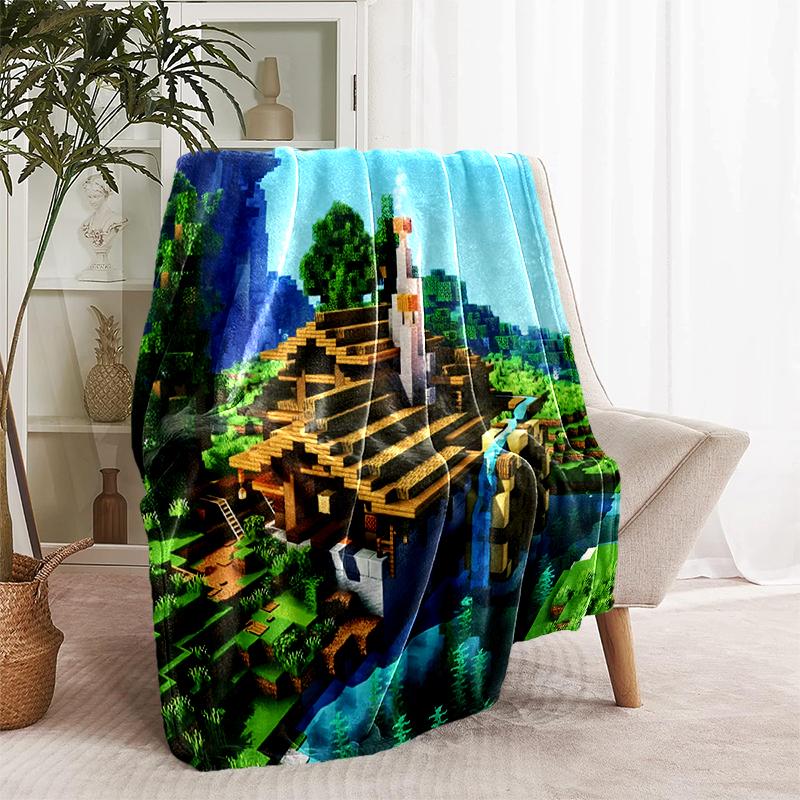 1pc Blanket Minecraft5 Print Design, Lightweight Blanket for Sofa, Bed- Soft &Warm, Gift for All Seasons like Christmas, Halloween