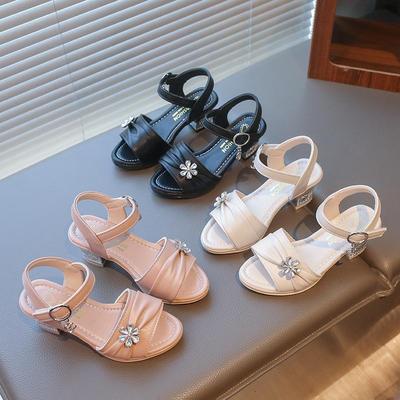 Kids' Summer Rhinestone Sandals - Soft Sole, Non-Slip, Trendy High Heels for Girls